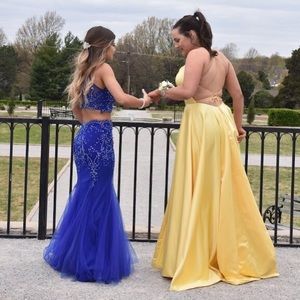 Royal Blue 2 Piece Prom Dress / Evening Gown